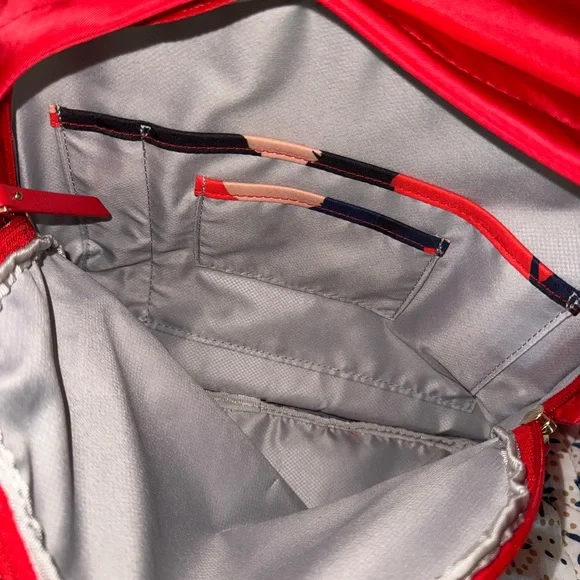 Tumi Red Voyageur Carson Backpack Gold Nylon Laptop Bag Travel NWOT - Picture 4 of 9